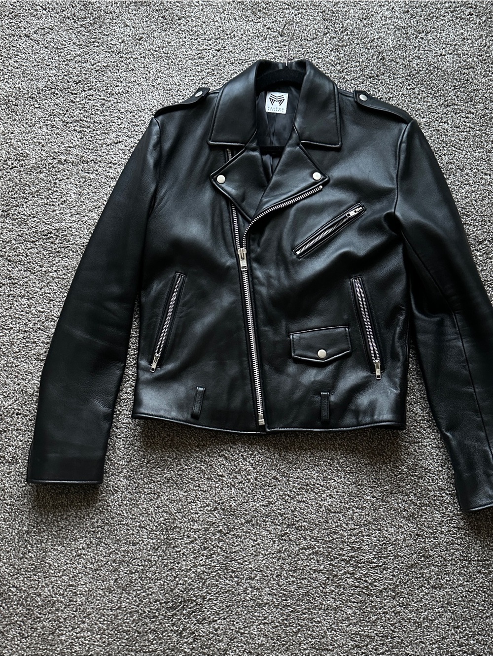 Falcon Garments Genuine Leather Biker Moto Jacket Black S XS 36